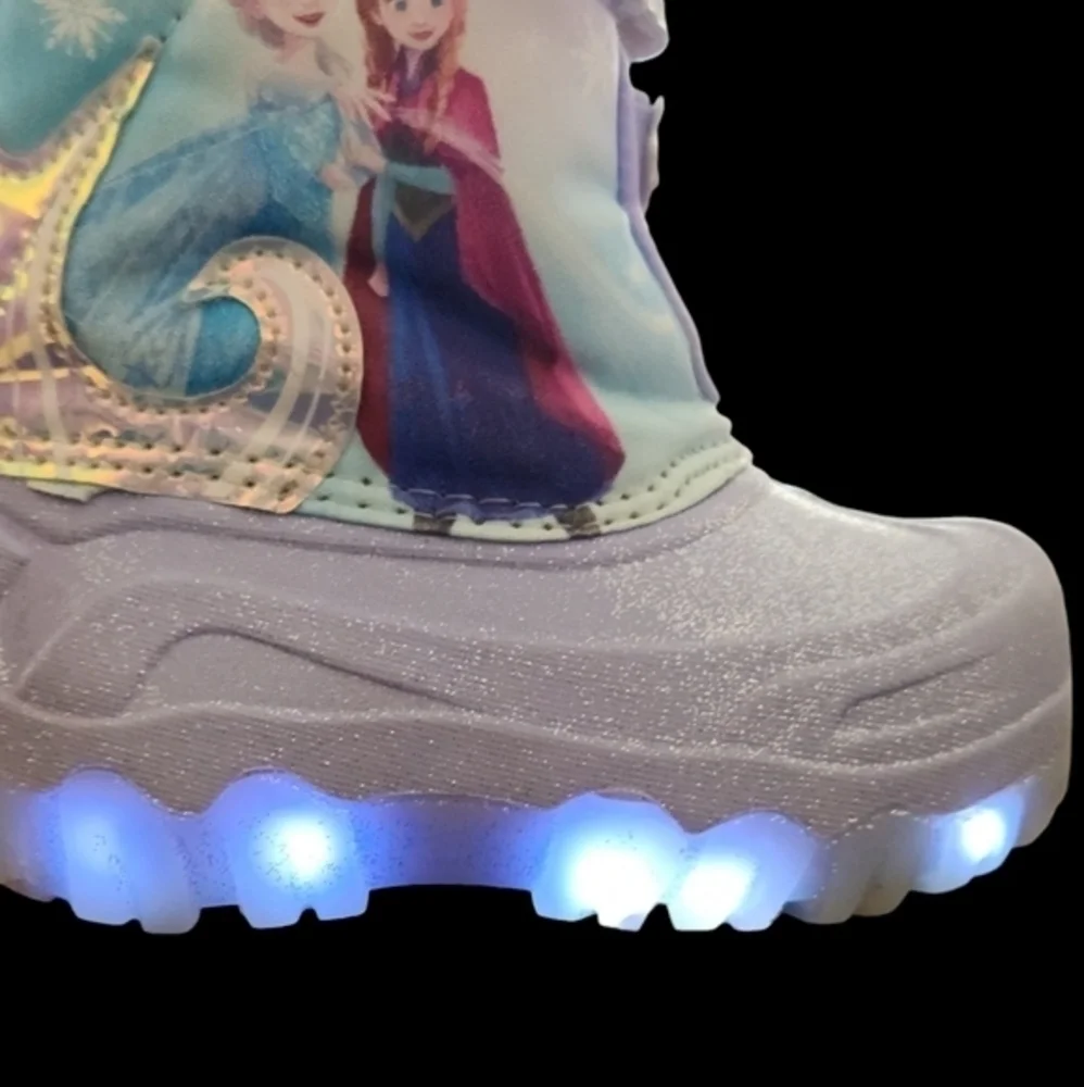 Disney LED‎ Light Up Toddler Girls' Frozen Winter Boots Blue with Glitter Size 6